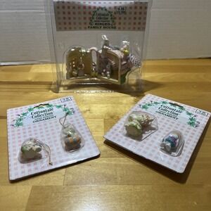 Vintage 1995 Cottontails Collection Hinged House And Ornaments
